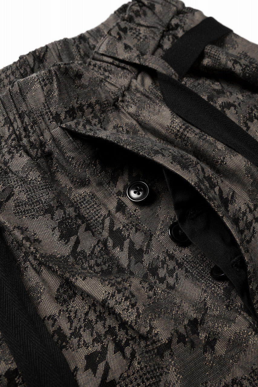 画像をギャラリービューアに読み込む, KLASICA "OVUM" EGG SHAPE EASY TROUSERS / BACK JACQUARD HOUND TOOTH CAMO (FOREST)