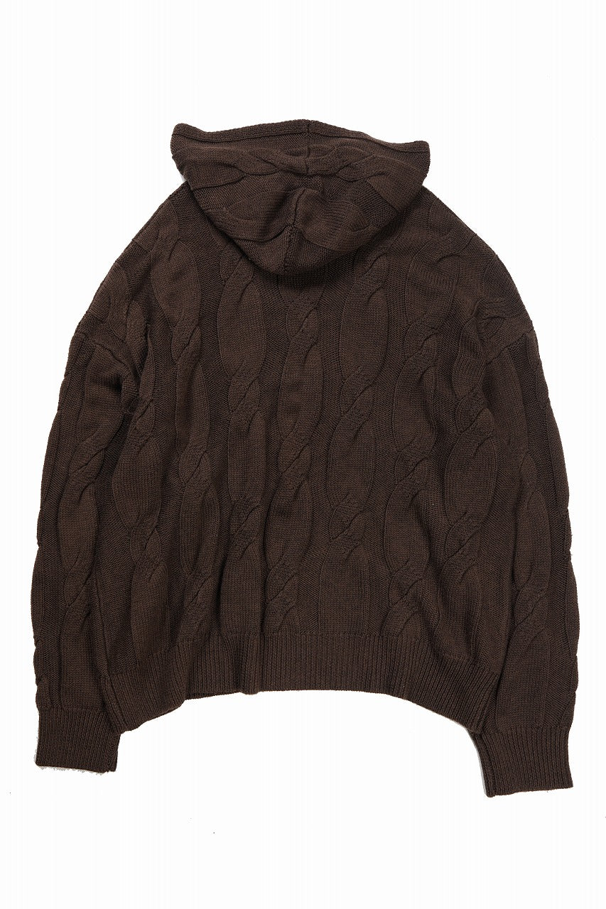 画像をギャラリービューアに読み込む, 【SAMPLE SALE】A.F ARTEFACT CABLE KNIT HOODIE / OVER SIZED FIT (BROWN)