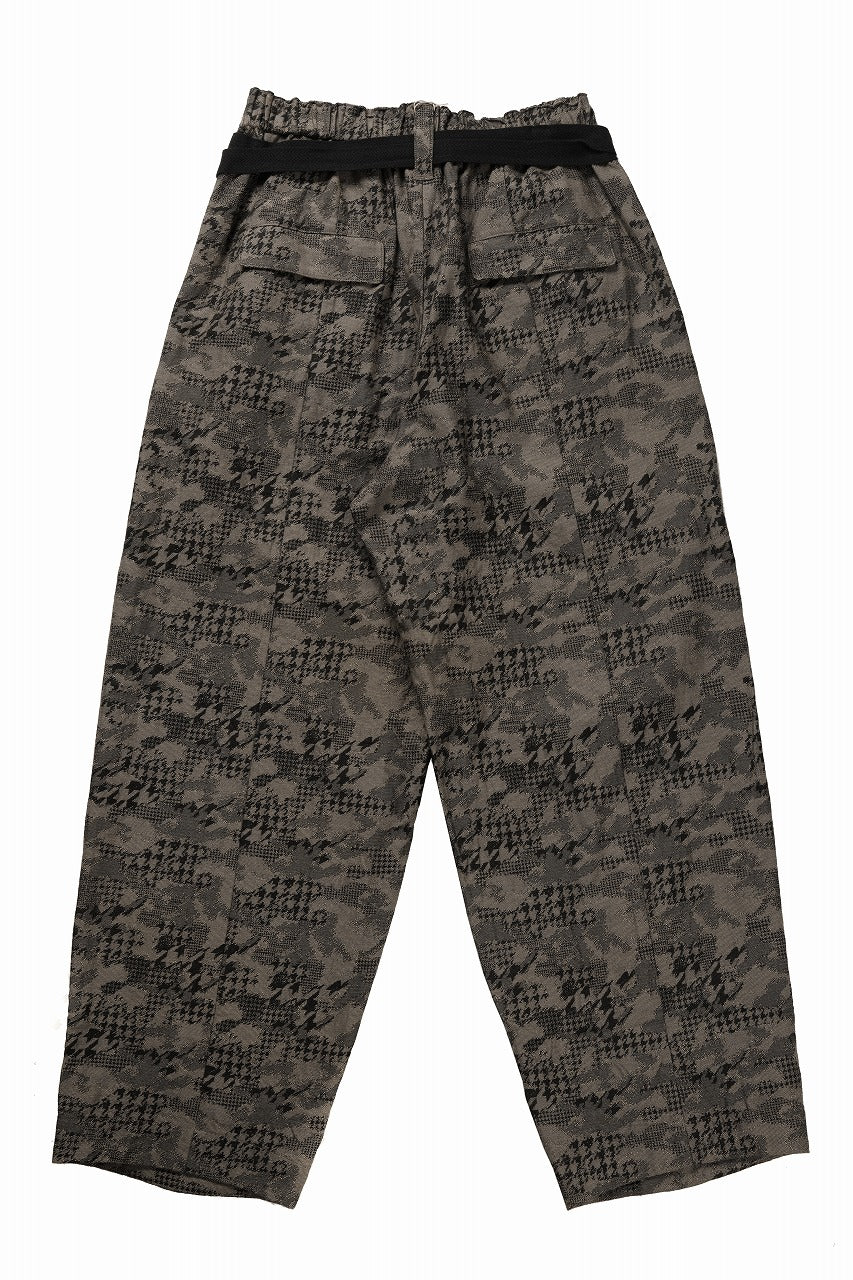 画像をギャラリービューアに読み込む, KLASICA "OVUM" EGG SHAPE EASY TROUSERS / BACK JACQUARD HOUND TOOTH CAMO (FOREST)