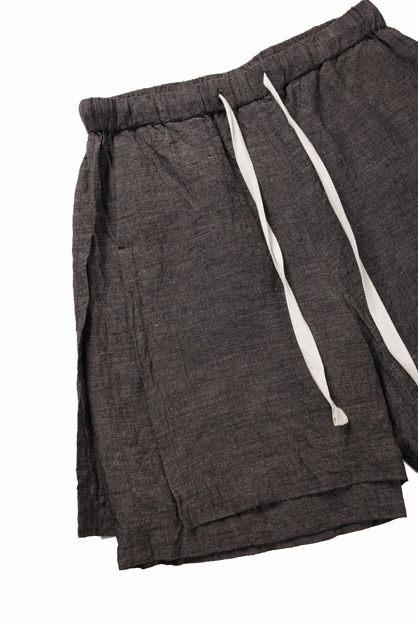 画像をギャラリービューアに読み込む, KLASICA "VENT" LAYERED WIDE SHORTS / ANCIENT COLORED LINEN CHAMBRAY (BROWN)
