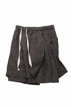 画像をギャラリービューアに読み込む, KLASICA "VENT" LAYERED WIDE SHORTS / ANCIENT COLORED LINEN CHAMBRAY (BROWN)