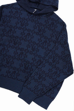 画像をギャラリービューアに読み込む, 【SAMPLE SALE】A.F ARTEFACT JACGURD KNIT HOODIE / OVER SIZED FIT (NAVY x DARK NAVY)