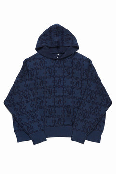 画像をギャラリービューアに読み込む, 【SAMPLE SALE】A.F ARTEFACT JACGURD KNIT HOODIE / OVER SIZED FIT (NAVY x DARK NAVY)