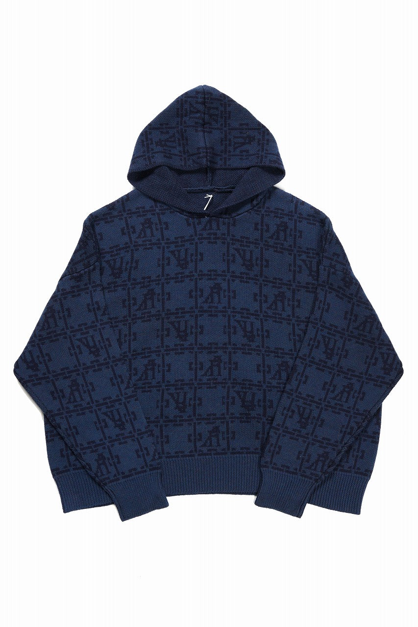 画像をギャラリービューアに読み込む, 【SAMPLE SALE】A.F ARTEFACT JACGURD KNIT HOODIE / OVER SIZED FIT (NAVY x DARK NAVY)