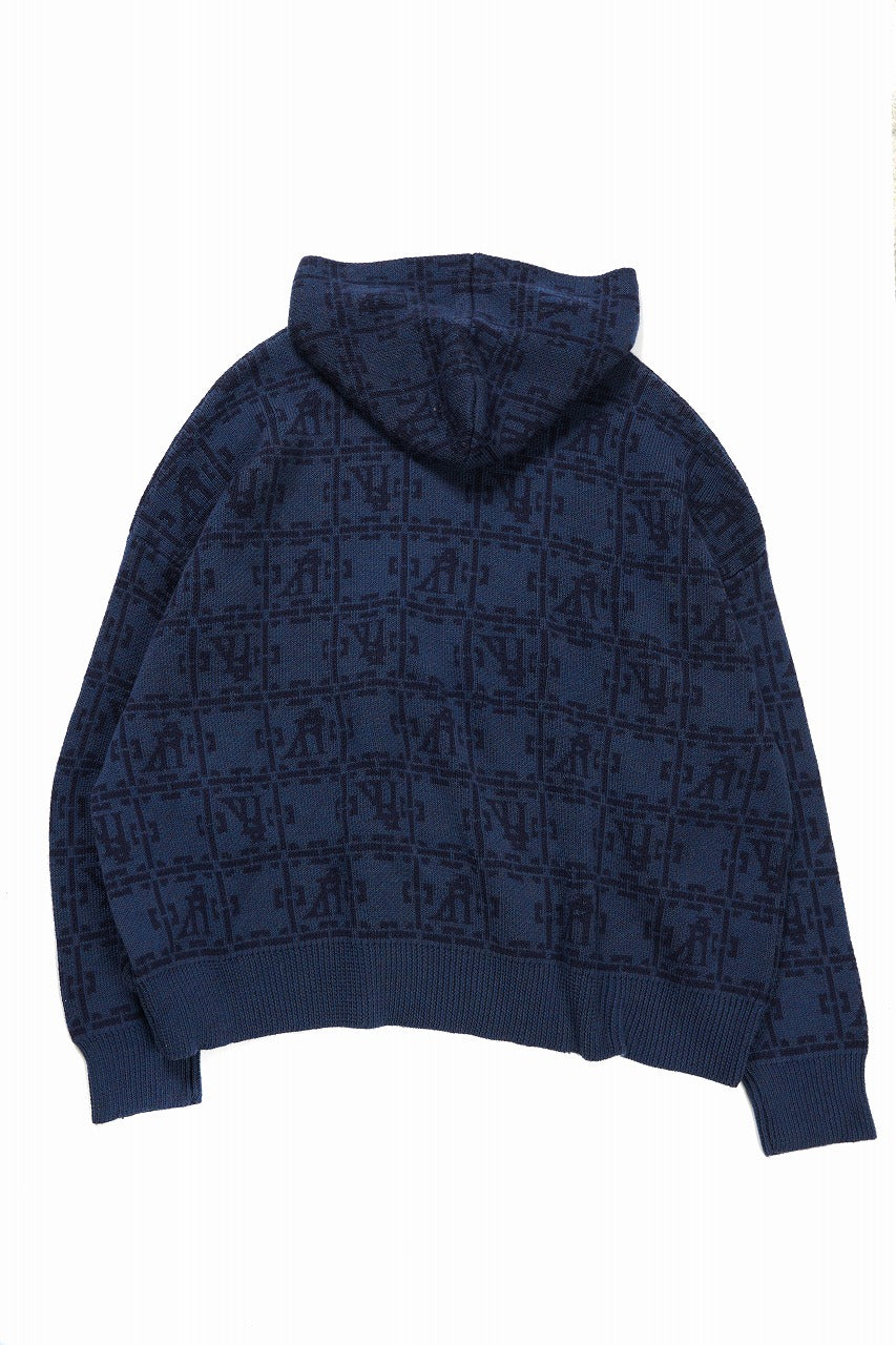 画像をギャラリービューアに読み込む, 【SAMPLE SALE】A.F ARTEFACT JACGURD KNIT HOODIE / OVER SIZED FIT (NAVY x DARK NAVY)