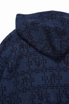画像をギャラリービューアに読み込む, 【SAMPLE SALE】A.F ARTEFACT JACGURD KNIT HOODIE / OVER SIZED FIT (NAVY x DARK NAVY)