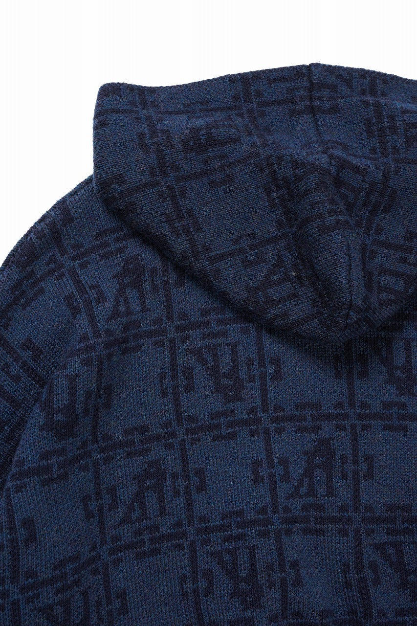 画像をギャラリービューアに読み込む, 【SAMPLE SALE】A.F ARTEFACT JACGURD KNIT HOODIE / OVER SIZED FIT (NAVY x DARK NAVY)