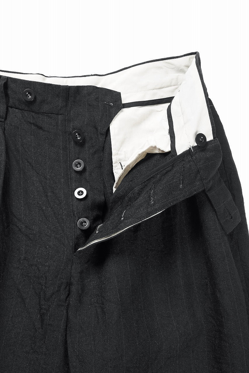 画像をギャラリービューアに読み込む, KLASICA "GOSSE" BALLOON TUCKED TROUSERS / OBSCURE STRIPED 3/3 MINI HBT (MID NIGHT)