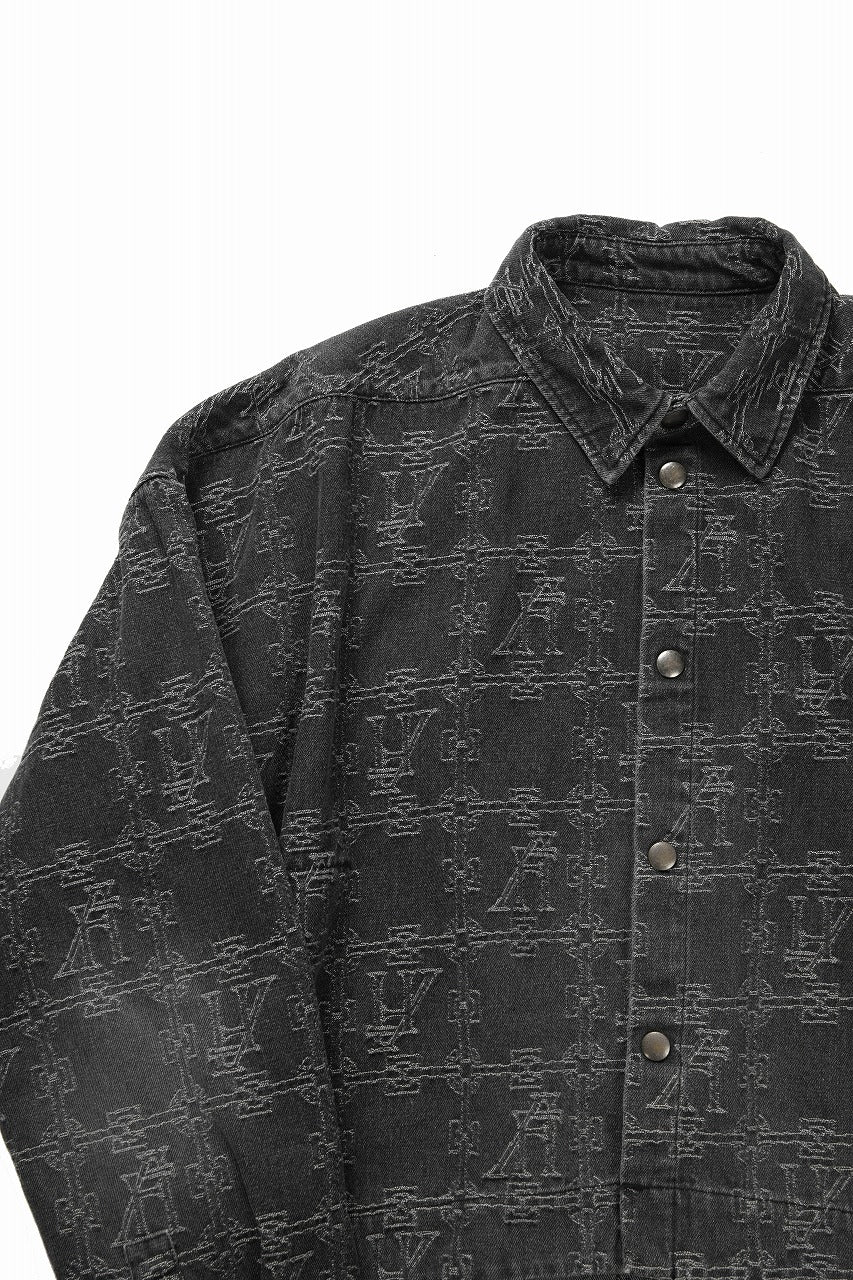画像をギャラリービューアに読み込む, 【SAMPLE SALE】A.F ARTEFACT SHORT SHIRT-JACKET / JACQUARD DENIM (BLACK)