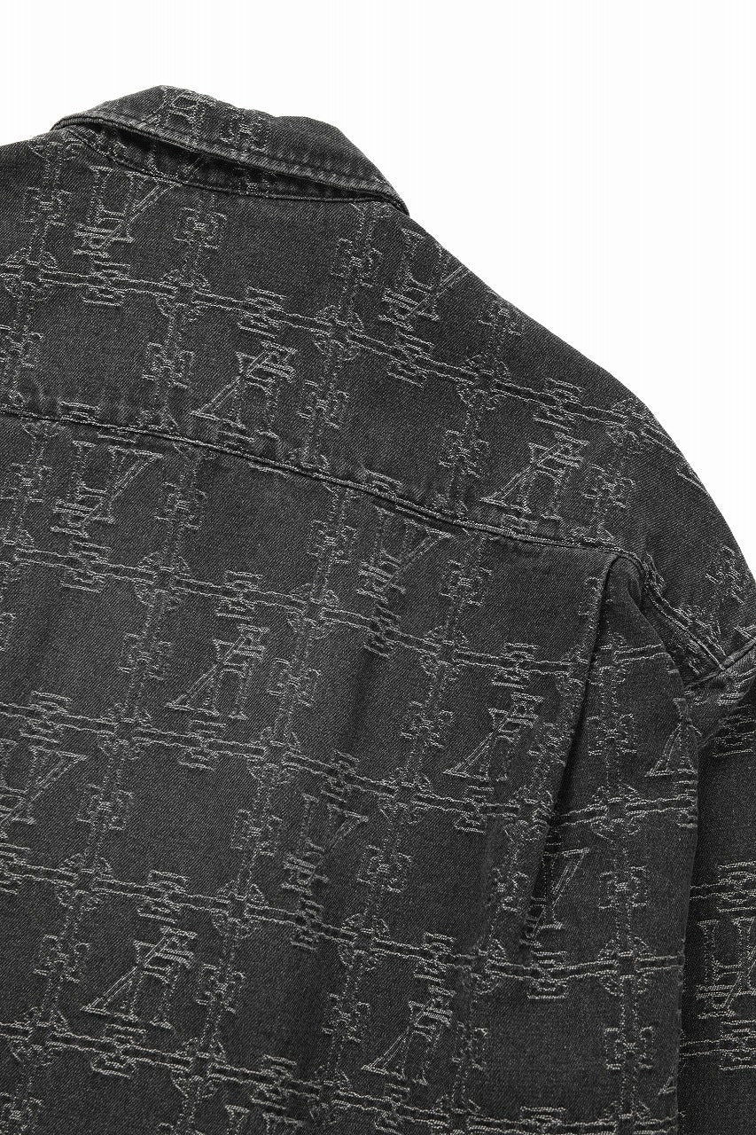 画像をギャラリービューアに読み込む, 【SAMPLE SALE】A.F ARTEFACT SHORT SHIRT-JACKET / JACQUARD DENIM (BLACK)