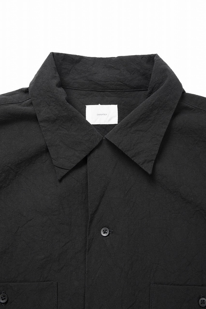 画像をギャラリービューアに読み込む, CAPERTICA OPEN COLLAR H/S SHIRTS / GV_POPLIN (LOGWOOD BLACK)