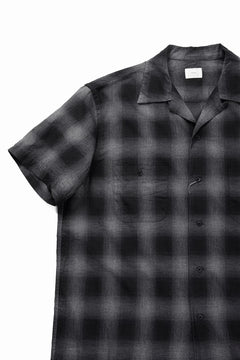 画像をギャラリービューアに読み込む, CAPERTICA OPEN COLLAR H/S SHIRTS / LITE OMBRE CHECK (SHADOW)