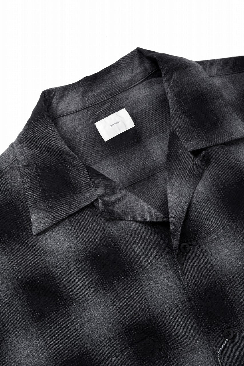 画像をギャラリービューアに読み込む, CAPERTICA OPEN COLLAR H/S SHIRTS / LITE OMBRE CHECK (SHADOW)