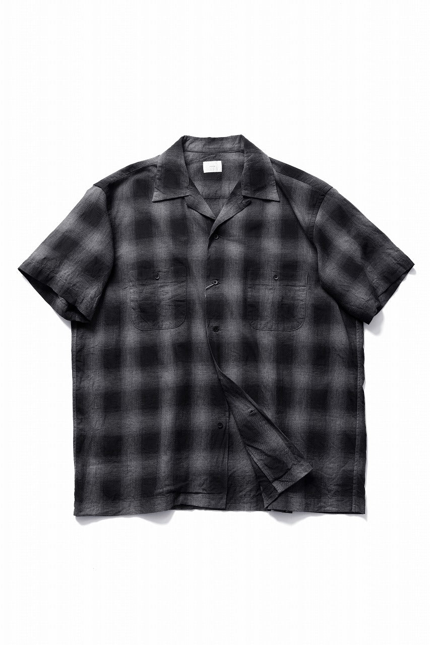 画像をギャラリービューアに読み込む, CAPERTICA OPEN COLLAR H/S SHIRTS / LITE OMBRE CHECK (SHADOW)