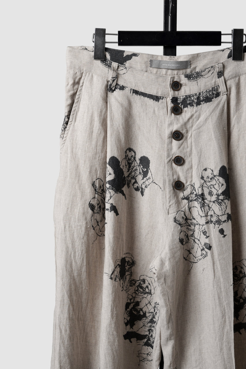 Load image into Gallery viewer, YUTA MATSUOKA straight pants / drawing by megumi terao (ecru/print)