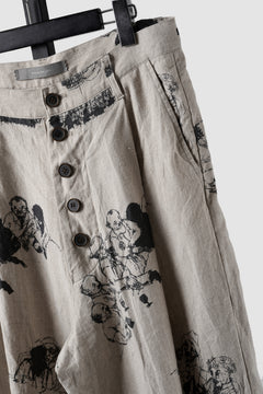 Load image into Gallery viewer, YUTA MATSUOKA straight pants / drawing by megumi terao (ecru/print)