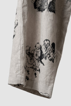Load image into Gallery viewer, YUTA MATSUOKA straight pants / drawing by megumi terao (ecru/print)