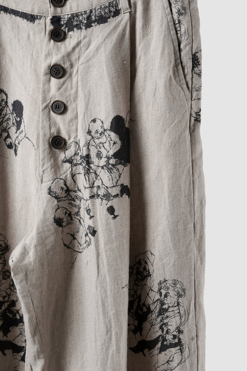 Load image into Gallery viewer, YUTA MATSUOKA straight pants / drawing by megumi terao (ecru/print)