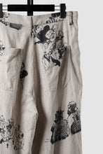 Load image into Gallery viewer, YUTA MATSUOKA straight pants / drawing by megumi terao (ecru/print)