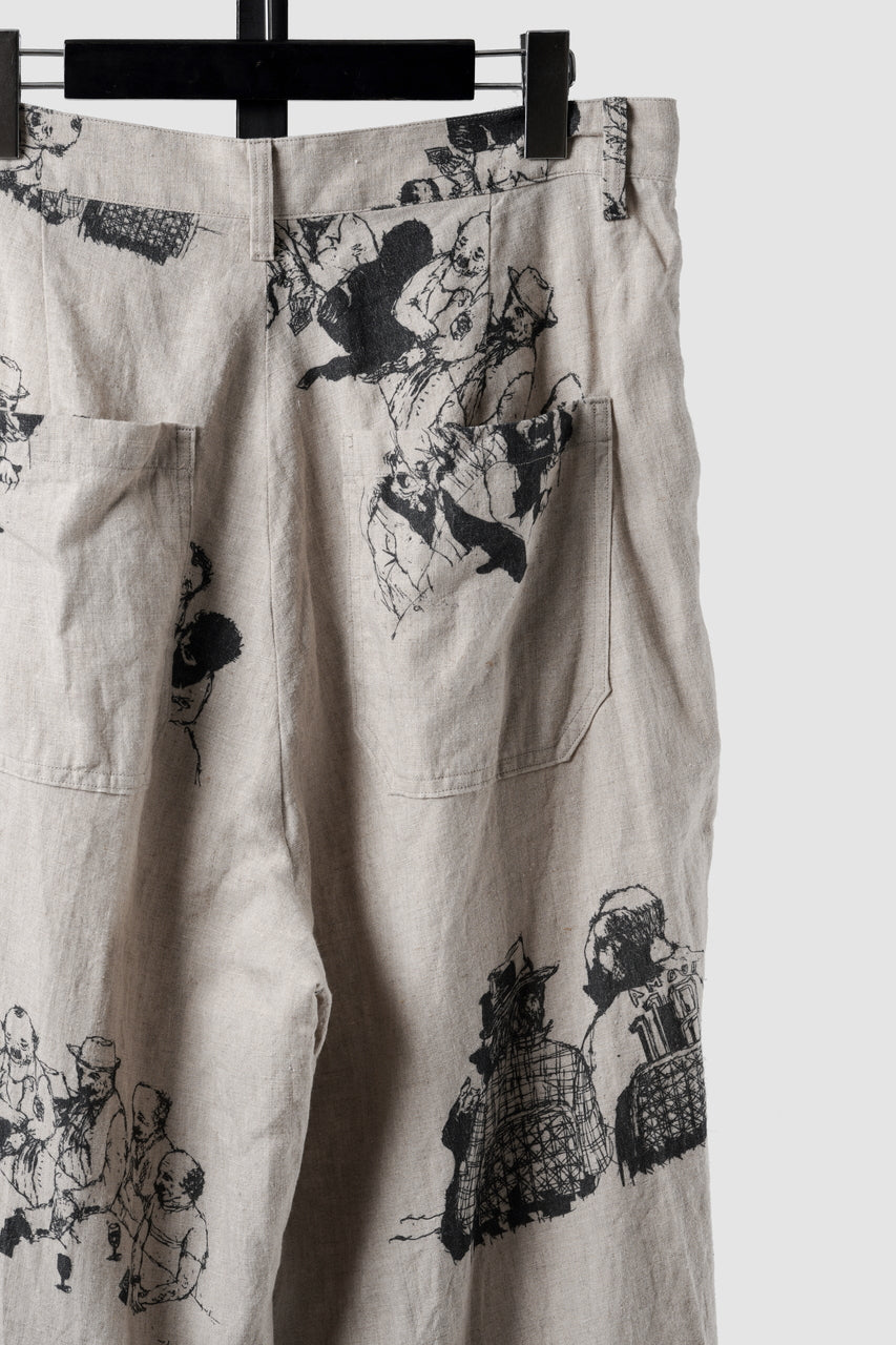 Load image into Gallery viewer, YUTA MATSUOKA straight pants / drawing by megumi terao (ecru/print)