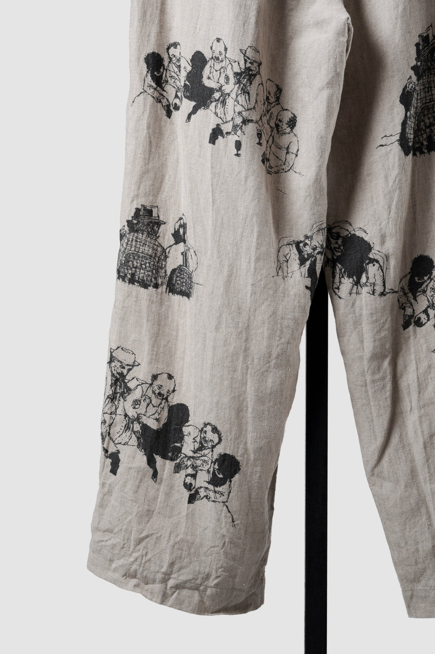 Load image into Gallery viewer, YUTA MATSUOKA straight pants / drawing by megumi terao (ecru/print)