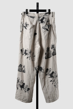 Load image into Gallery viewer, YUTA MATSUOKA straight pants / drawing by megumi terao (ecru/print)