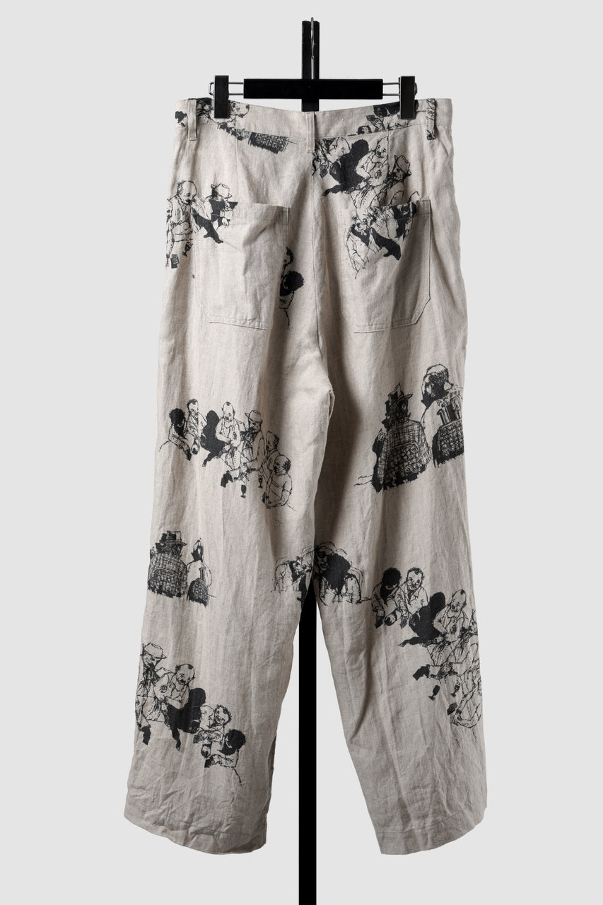 Load image into Gallery viewer, YUTA MATSUOKA straight pants / drawing by megumi terao (ecru/print)