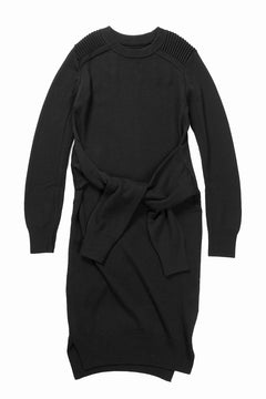 画像をギャラリービューアに読み込む, 【SAMPLE SALE】A.F ARTEFACT KNIT LONG ONE PIECE with WAIST TIE SLEEVE  / SOFT WOOL (BLACK)