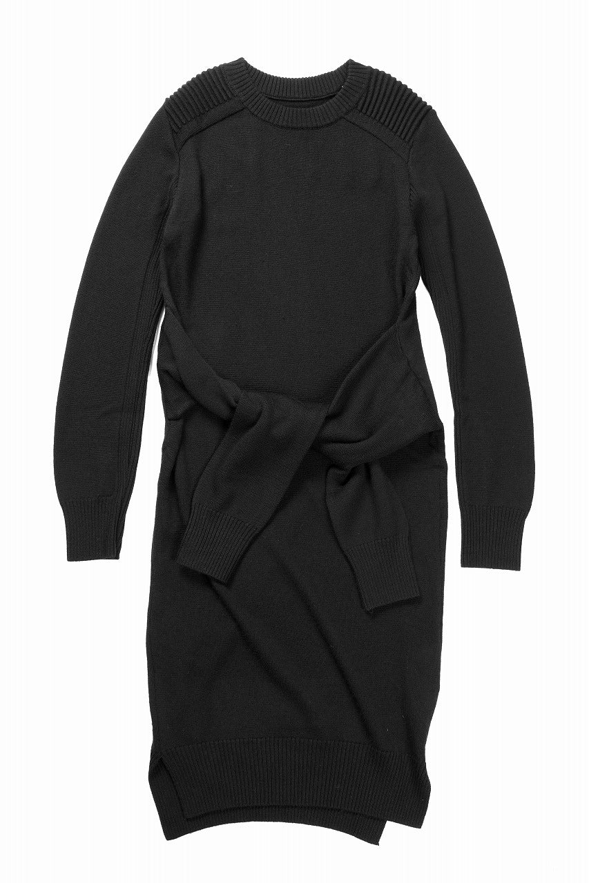 画像をギャラリービューアに読み込む, 【SAMPLE SALE】A.F ARTEFACT KNIT LONG ONE PIECE with WAIST TIE SLEEVE  / SOFT WOOL (BLACK)