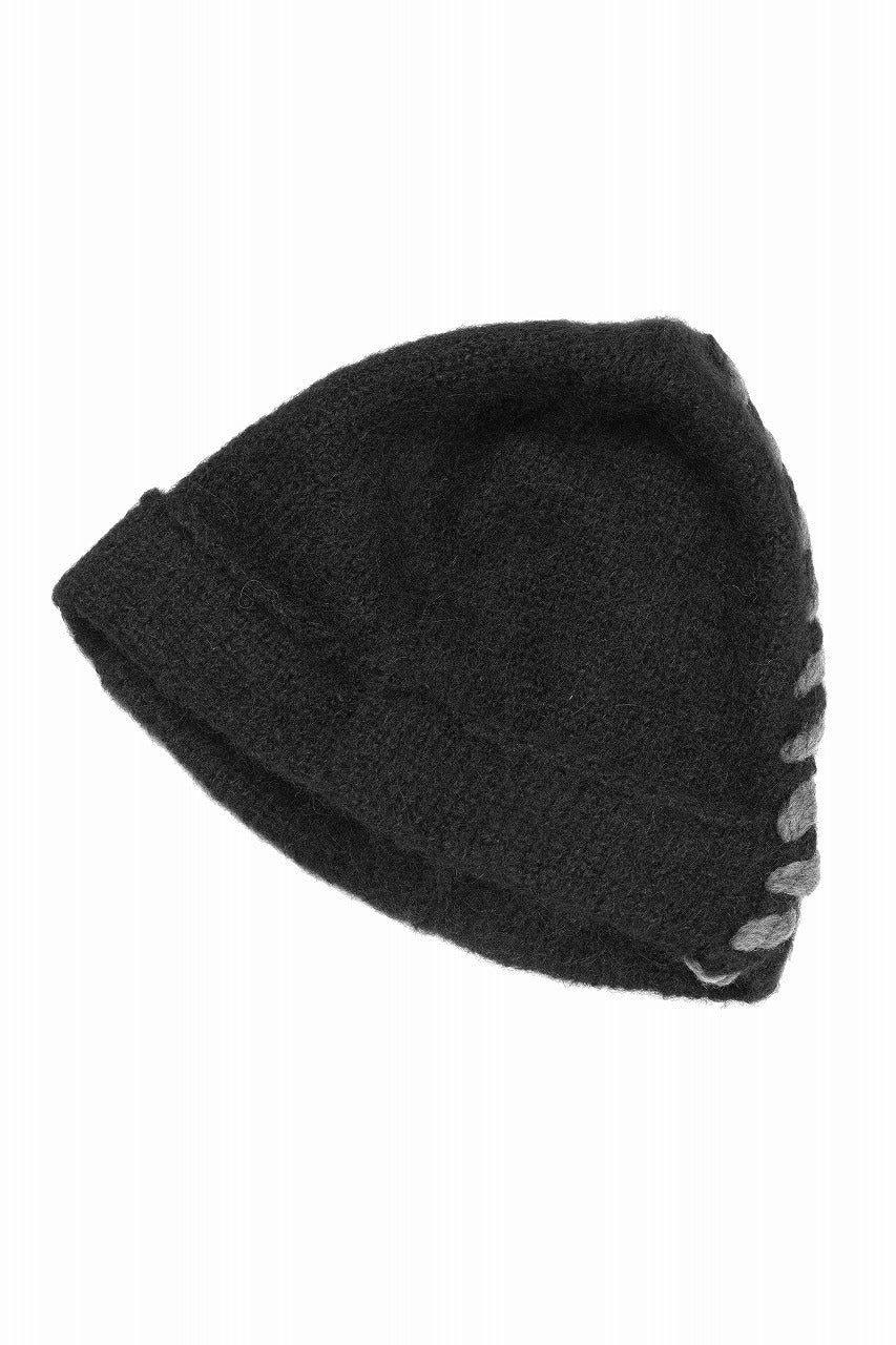 画像をギャラリービューアに読み込む, thom/krom CONTRAST STITCH BEANIE CAP / ALPACA KNIT (BLACK)