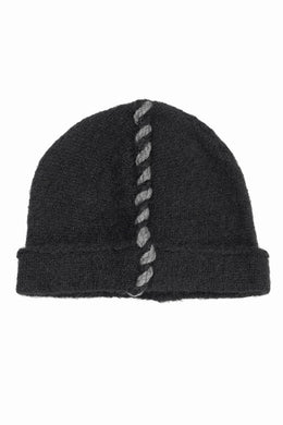 thom/krom CONTRAST STITCH BEANIE CAP / ALPACA KNIT (BLACK)