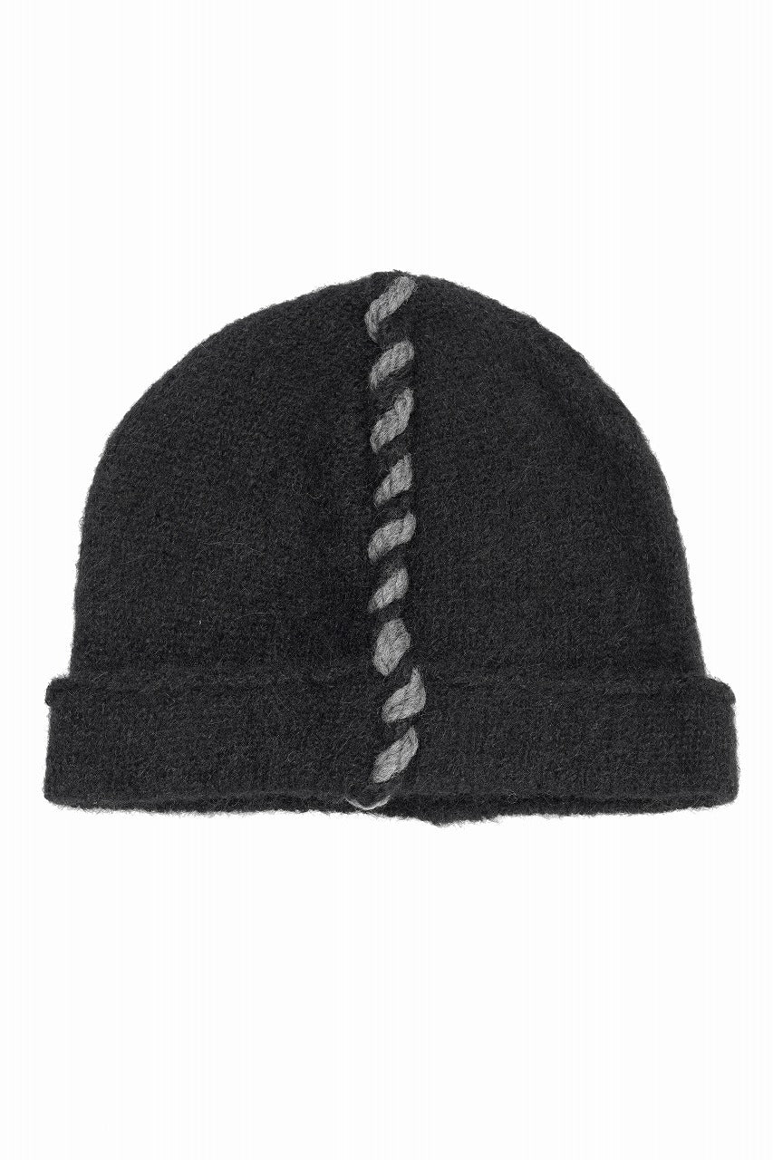 thom/krom CONTRAST STITCH BEANIE CAP / ALPACA KNIT (BLACK)