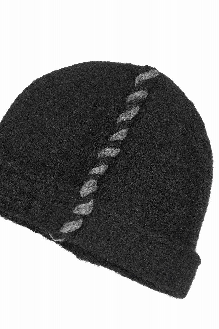 画像をギャラリービューアに読み込む, thom/krom CONTRAST STITCH BEANIE CAP / ALPACA KNIT (BLACK)