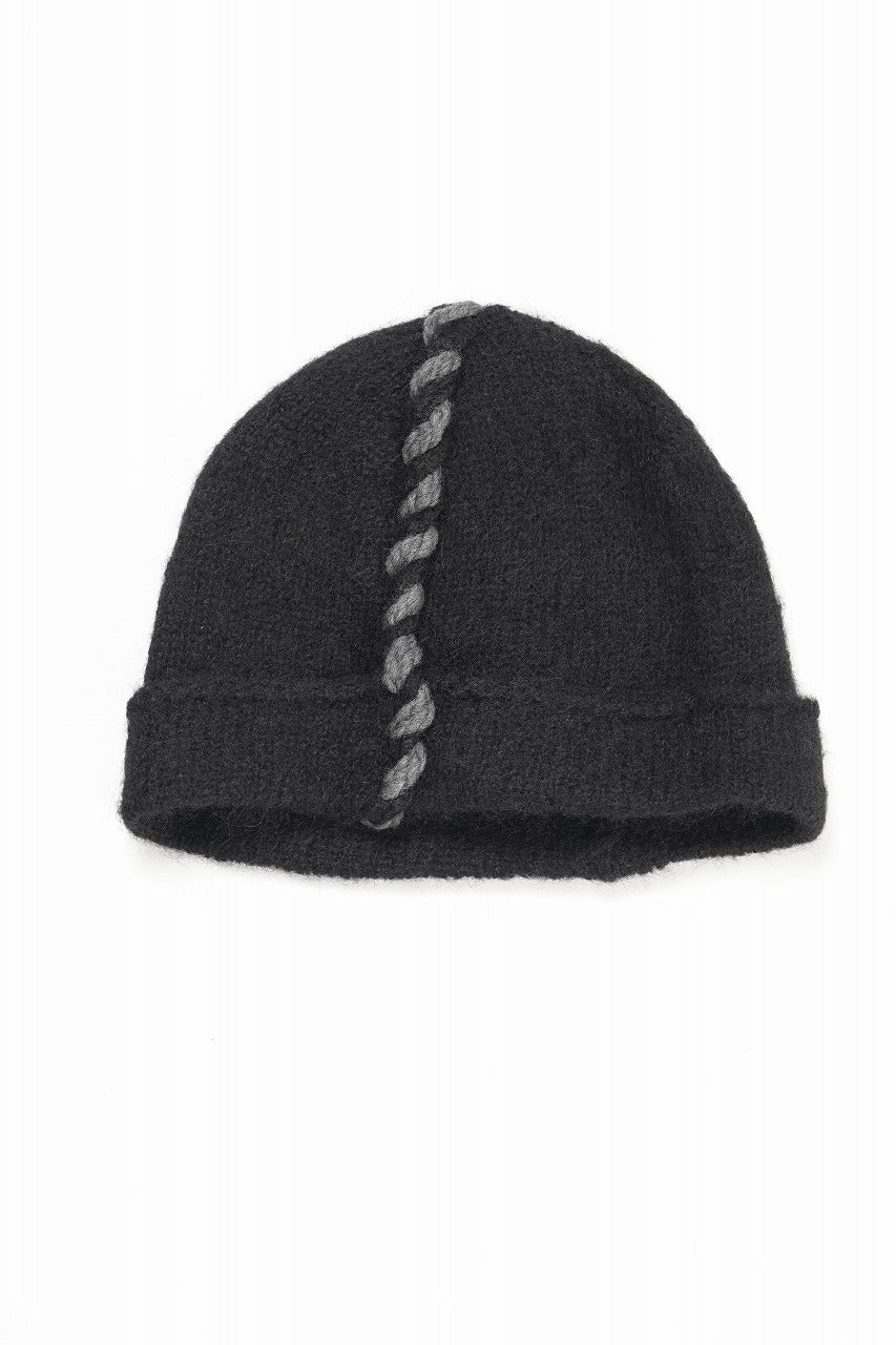画像をギャラリービューアに読み込む, thom/krom CONTRAST STITCH BEANIE CAP / ALPACA KNIT (BLACK)