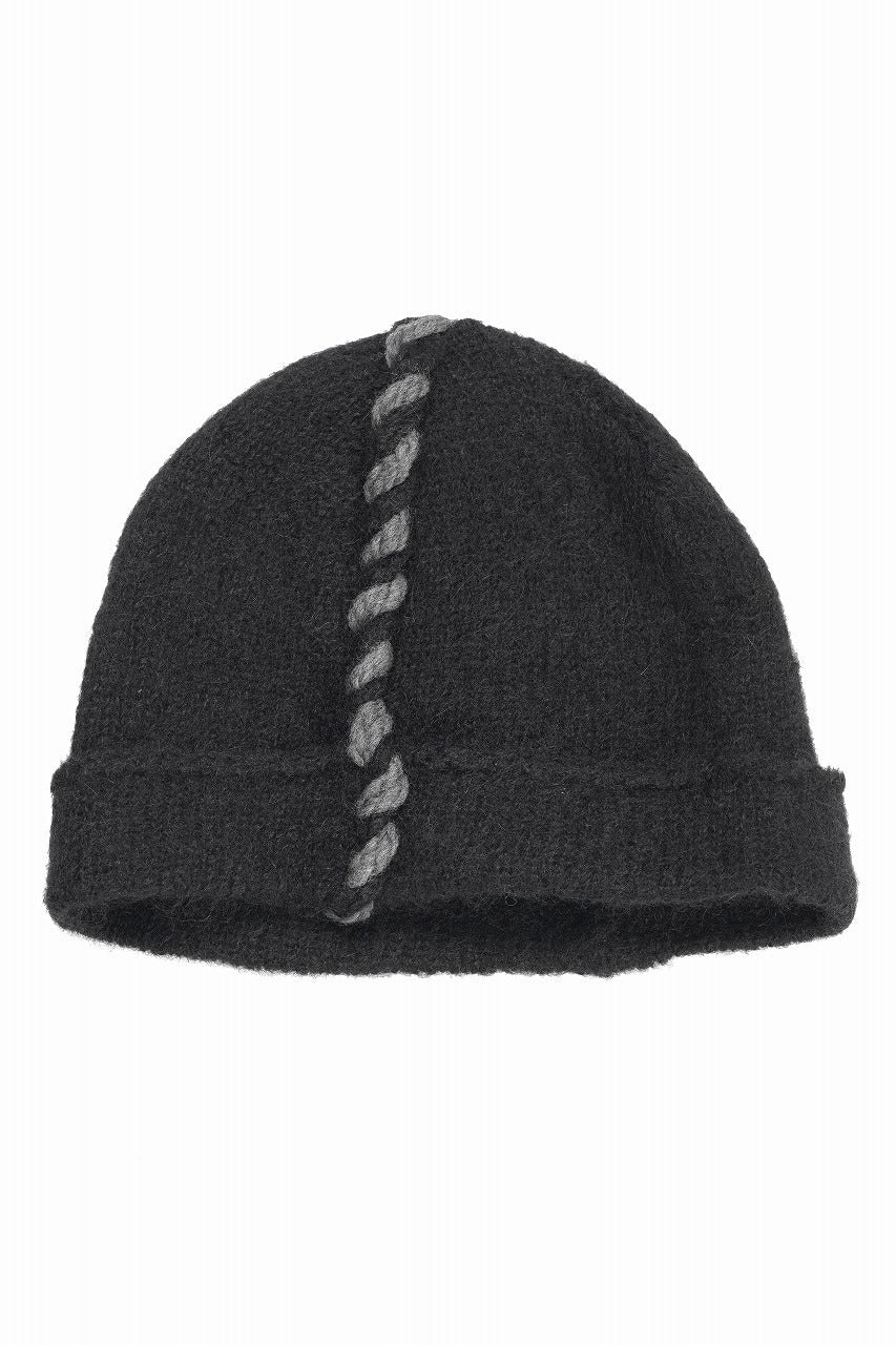 画像をギャラリービューアに読み込む, thom/krom CONTRAST STITCH BEANIE CAP / ALPACA KNIT (BLACK)