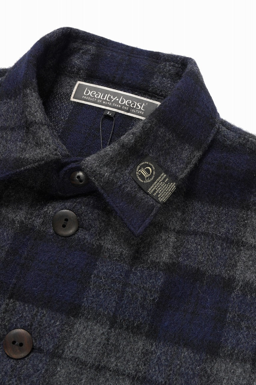 beauty : beast BEAVER TARTAN CHECK SHIRT (CHARCOAL CHECK)