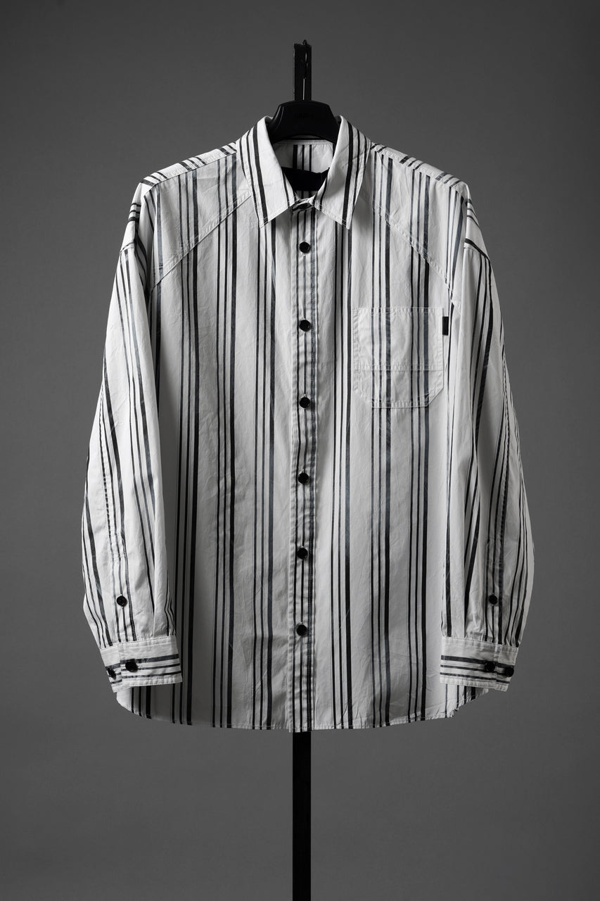 Load image into Gallery viewer, Juun.J Washed Black &amp; White Stripe Over Fit Shirt (WHITE)