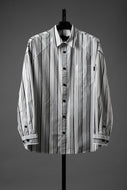 Juun.J Washed Black & White Stripe Over Fit Shirt (WHITE)