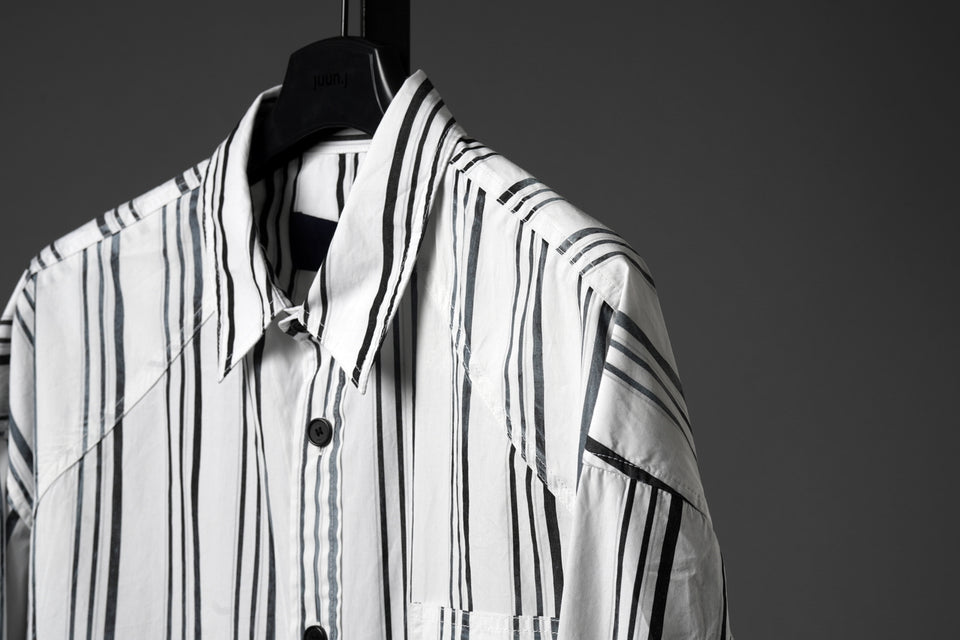 Load image into Gallery viewer, Juun.J Washed Black &amp; White Stripe Over Fit Shirt (WHITE)