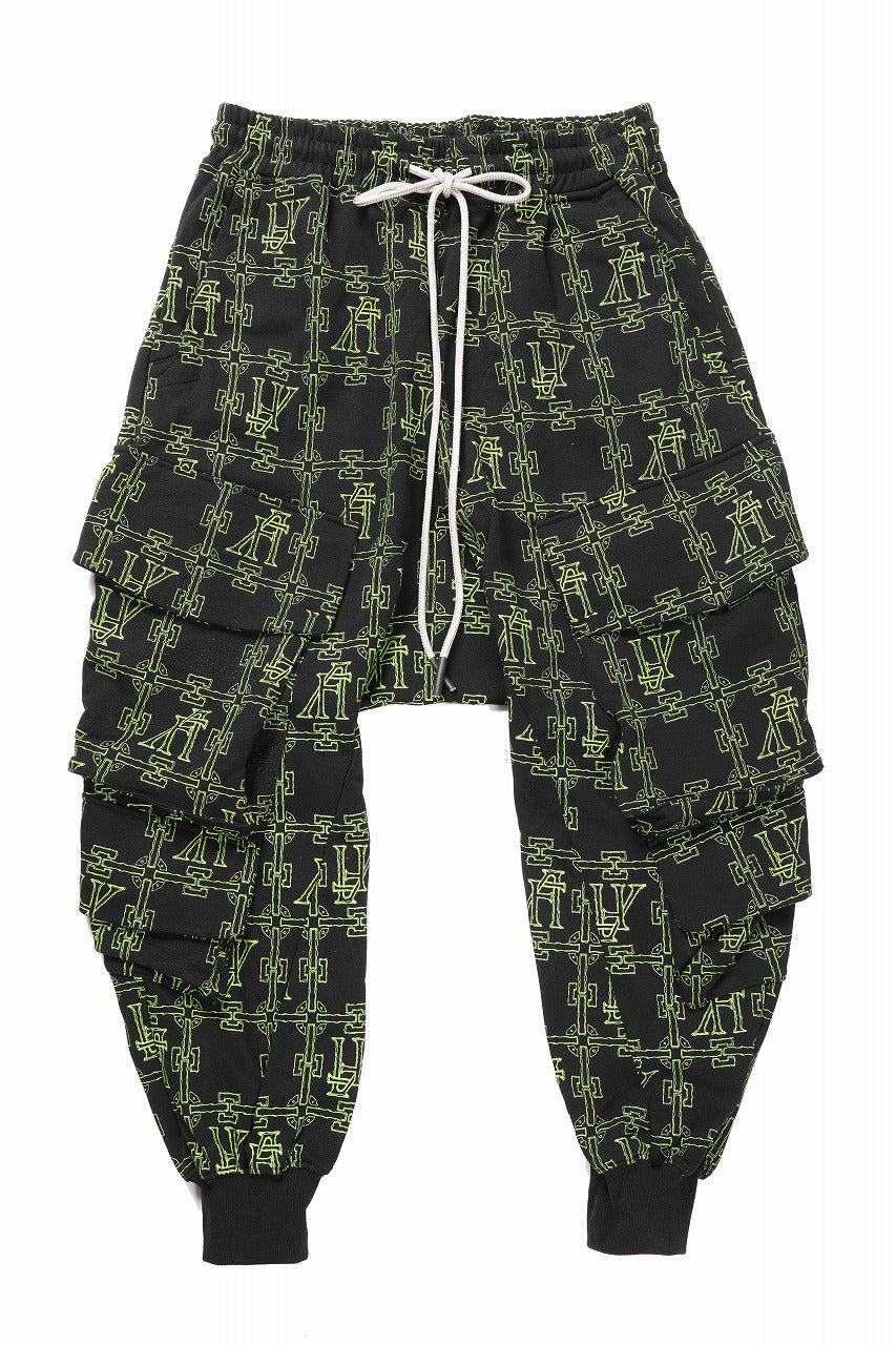 画像をギャラリービューアに読み込む, 【SAMPLE SALE】A.F ARTEFACT MILITARY SARROUEL PANTS / MONOGRAM PRINT (BLACK x GREEN)