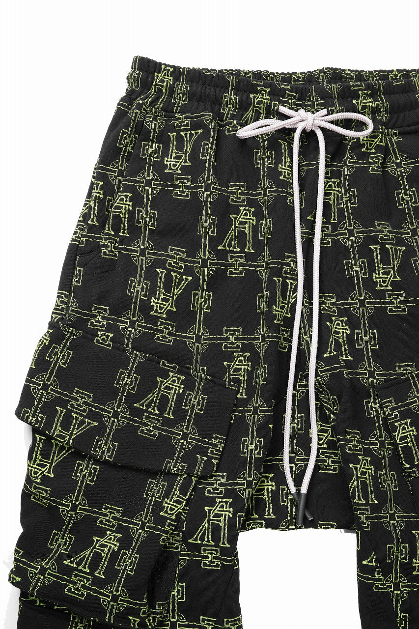 画像をギャラリービューアに読み込む, 【SAMPLE SALE】A.F ARTEFACT MILITARY SARROUEL PANTS / MONOGRAM PRINT (BLACK x GREEN)