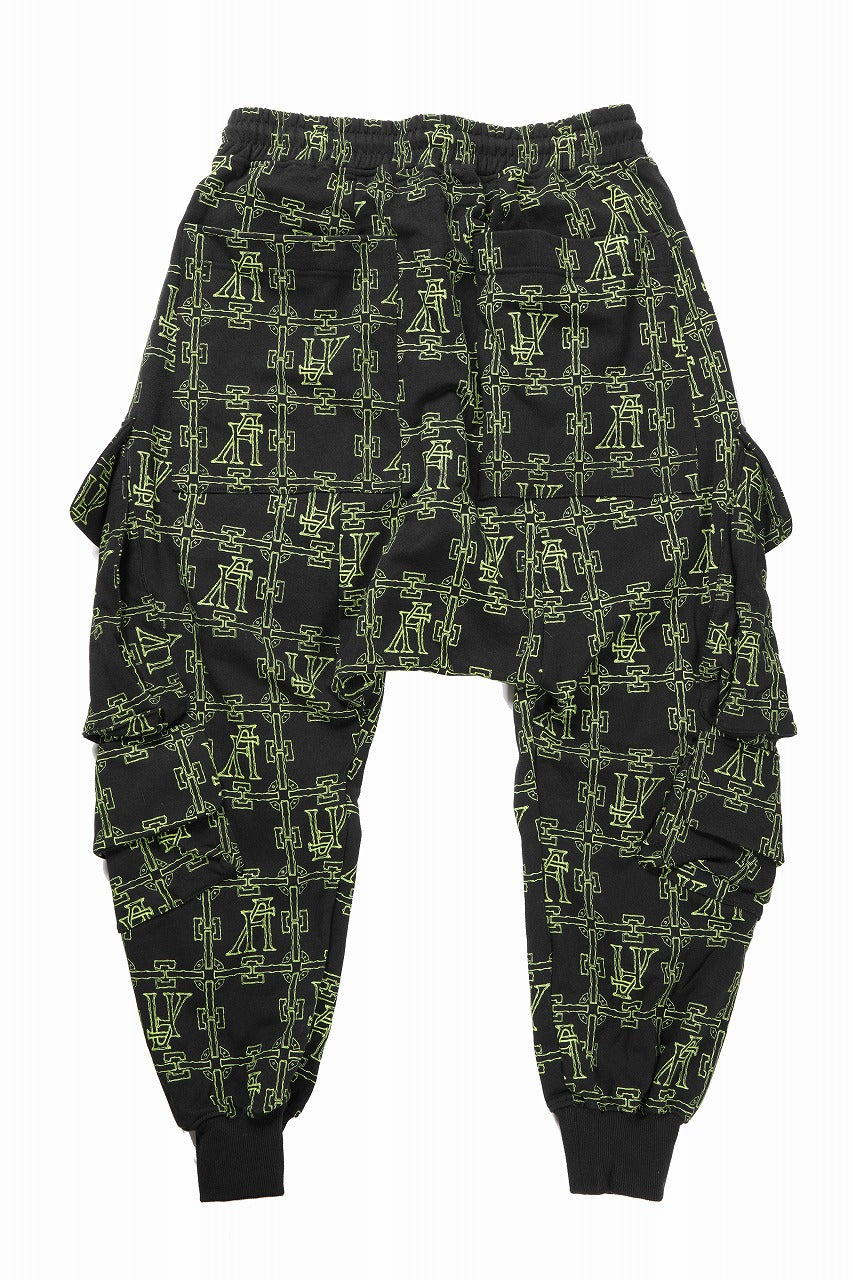 画像をギャラリービューアに読み込む, 【SAMPLE SALE】A.F ARTEFACT MILITARY SARROUEL PANTS / MONOGRAM PRINT (BLACK x GREEN)