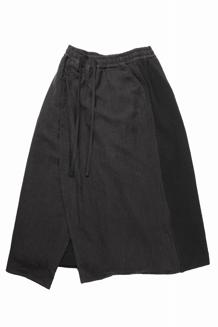 画像をギャラリービューアに読み込む, 【SAMPLE SALE】A.F ARTEFACT WRAP SKIRT LAYERED PANTS / LINEN &amp; KNIT (BLACK)