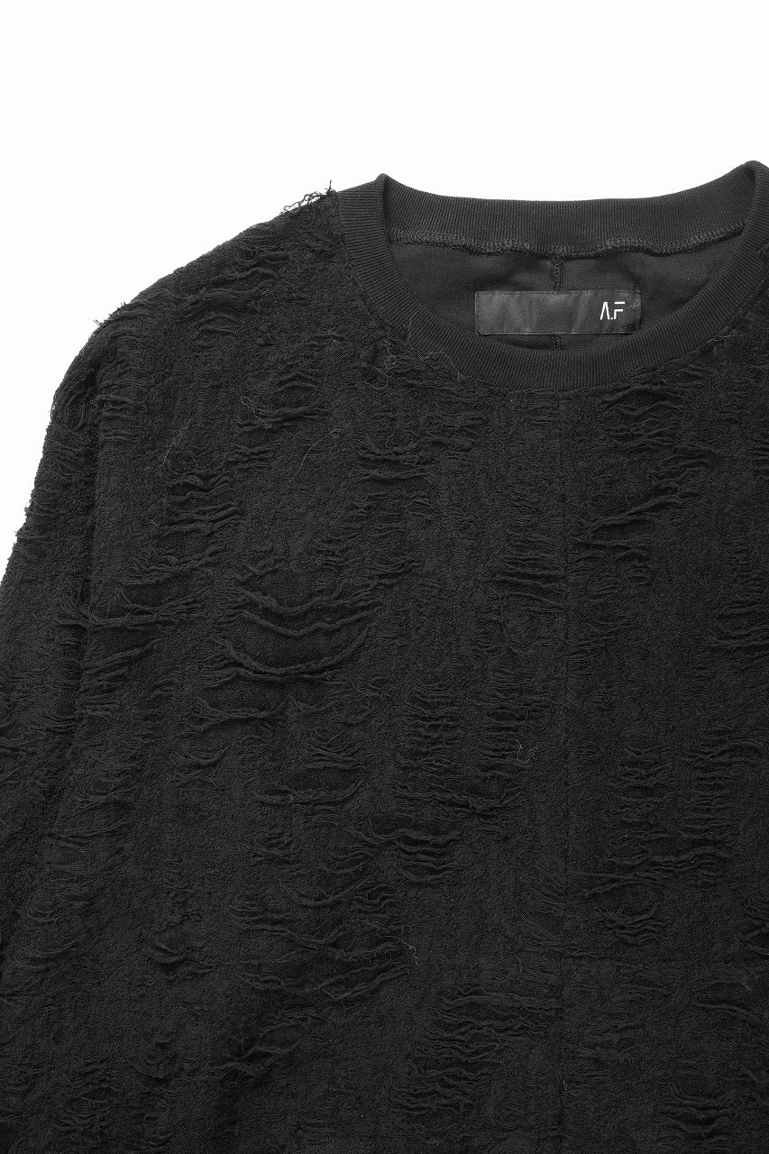 画像をギャラリービューアに読み込む, A.F ARTEFACT ASYMMETRY LOOP HEM TOPS / DAMAGE PILE &amp; PLATING KNIT JERSEY (BLACK)