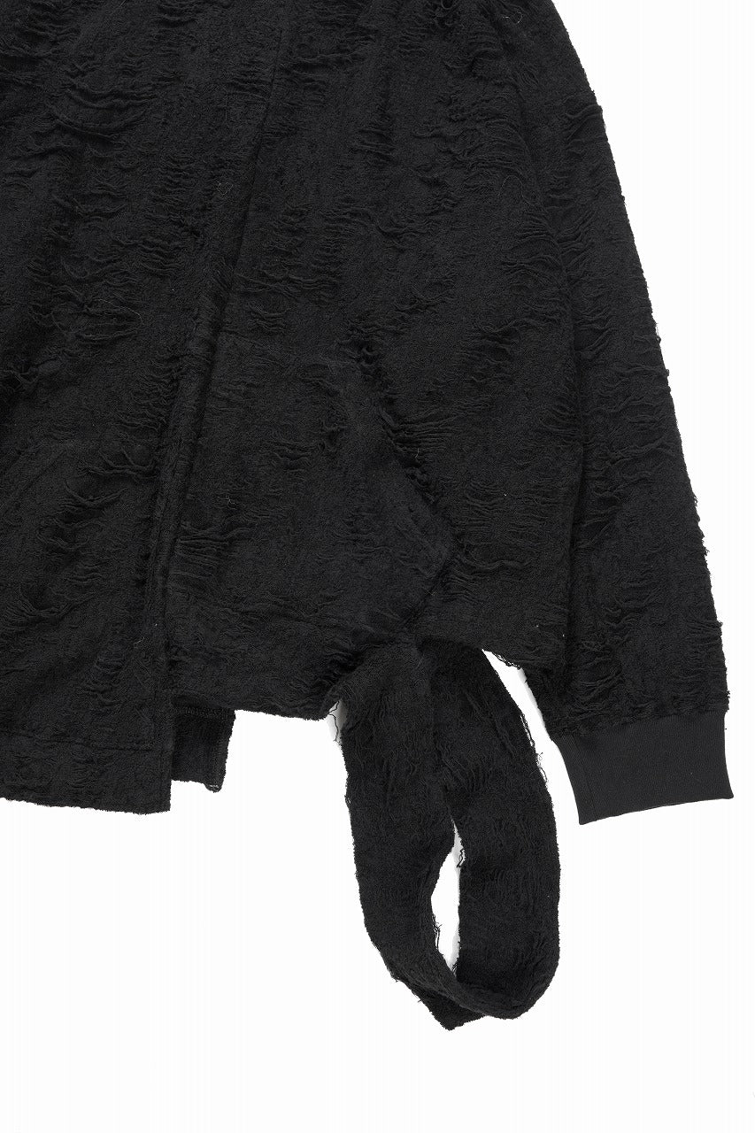 画像をギャラリービューアに読み込む, A.F ARTEFACT ASYMMETRY LOOP HEM TOPS / DAMAGE PILE &amp; PLATING KNIT JERSEY (BLACK)