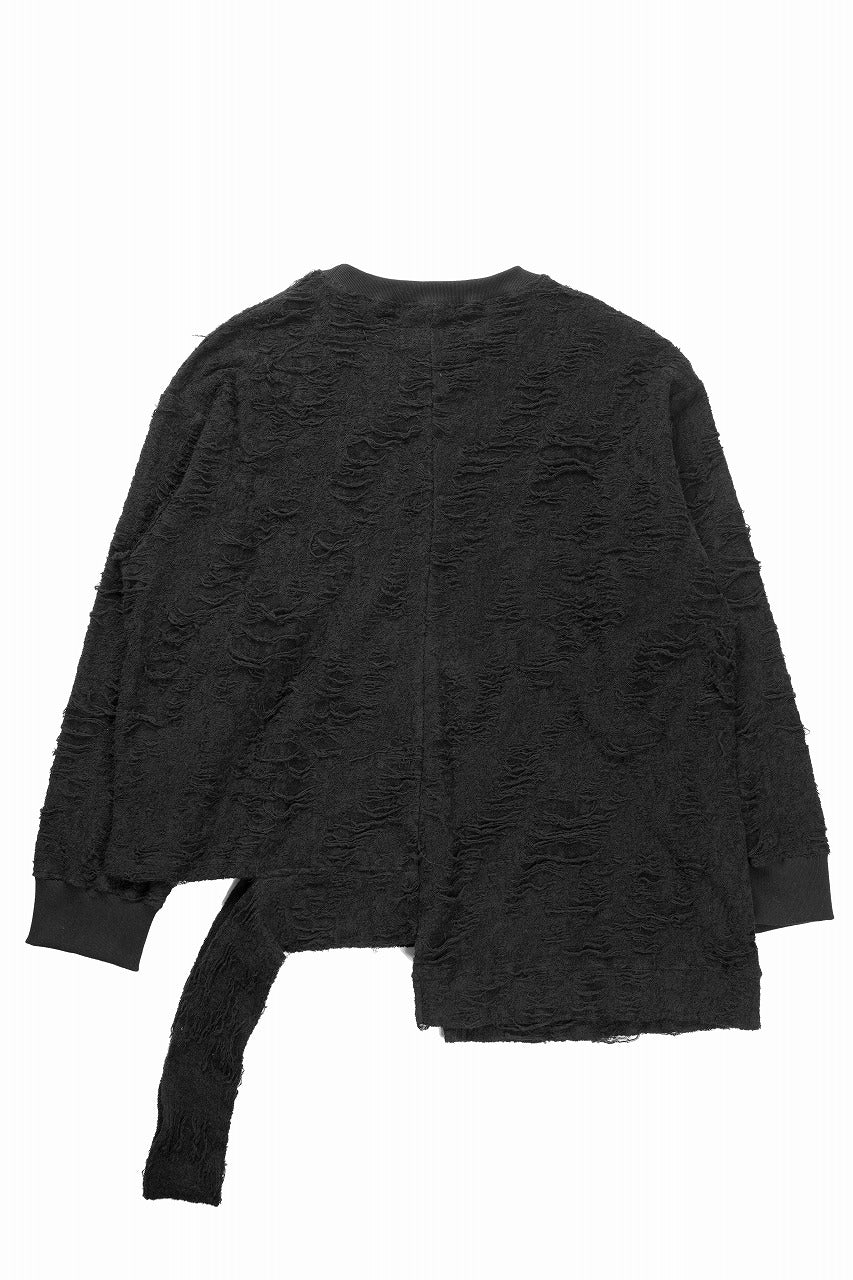 画像をギャラリービューアに読み込む, A.F ARTEFACT ASYMMETRY LOOP HEM TOPS / DAMAGE PILE &amp; PLATING KNIT JERSEY (BLACK)