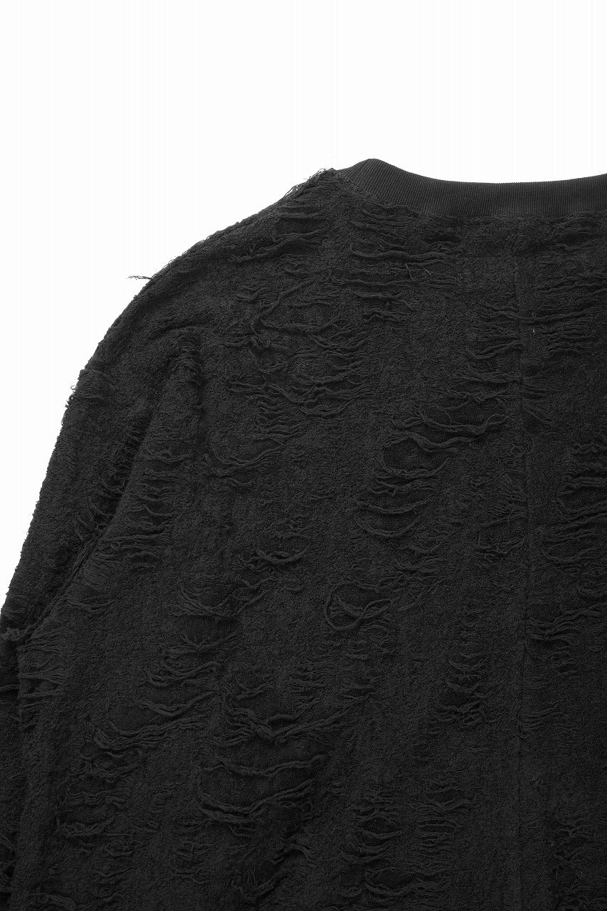 画像をギャラリービューアに読み込む, A.F ARTEFACT ASYMMETRY LOOP HEM TOPS / DAMAGE PILE &amp; PLATING KNIT JERSEY (BLACK)