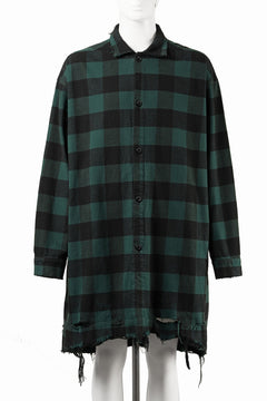 画像をギャラリービューアに読み込む, 【SAMPLE SALE】A.F ARTEFACT GRUNGE SHIRT-COAT / CHECK FLANNEL (GREEN×BLACK)