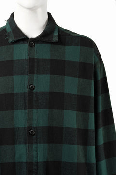 画像をギャラリービューアに読み込む, 【SAMPLE SALE】A.F ARTEFACT GRUNGE SHIRT-COAT / CHECK FLANNEL (GREEN×BLACK)