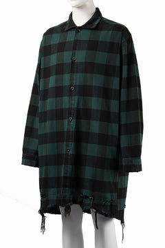 画像をギャラリービューアに読み込む, 【SAMPLE SALE】A.F ARTEFACT GRUNGE SHIRT-COAT / CHECK FLANNEL (GREEN×BLACK)